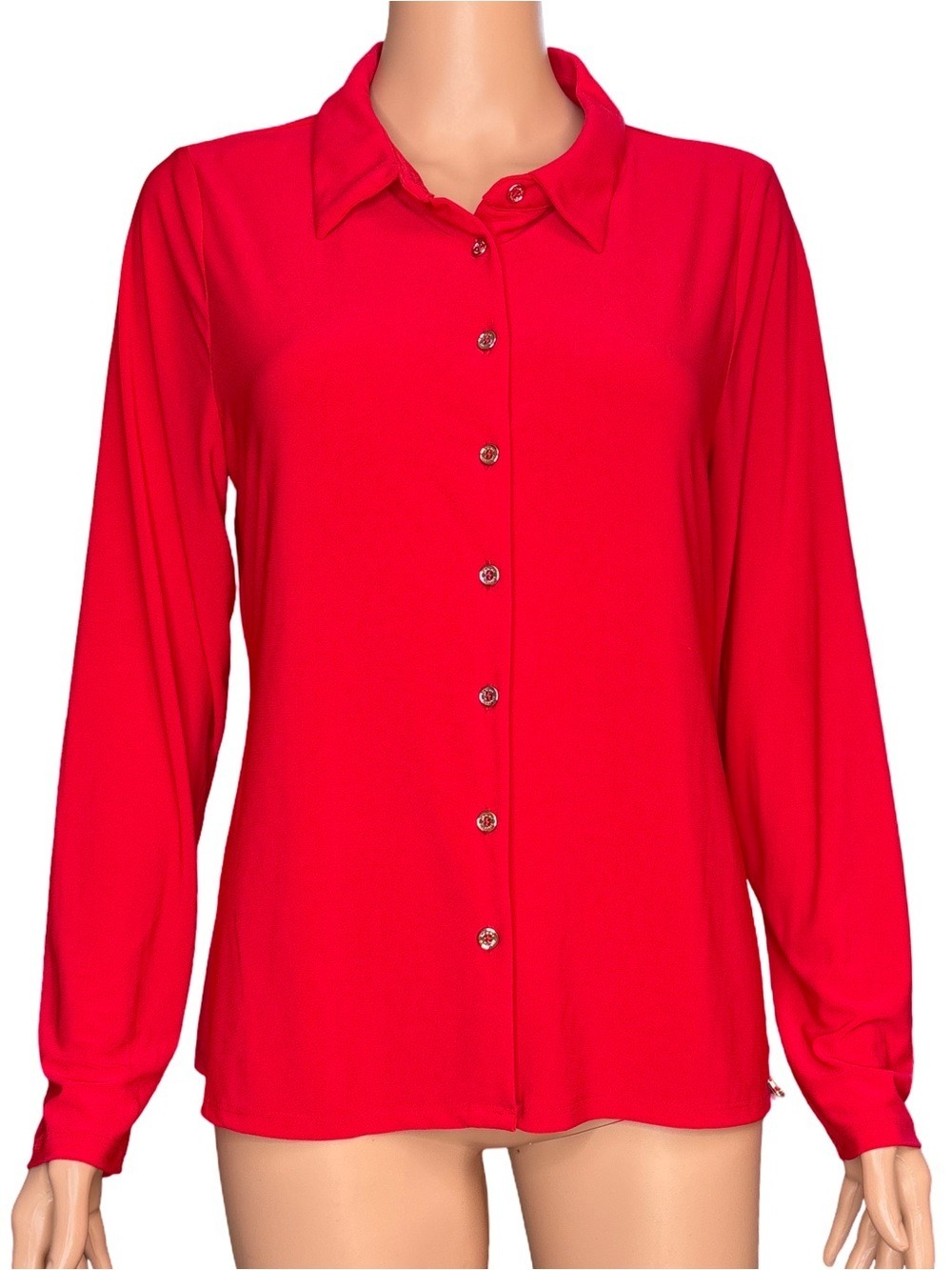 Tommy Hilfiger Red Button-Down Shirt for Women Medium